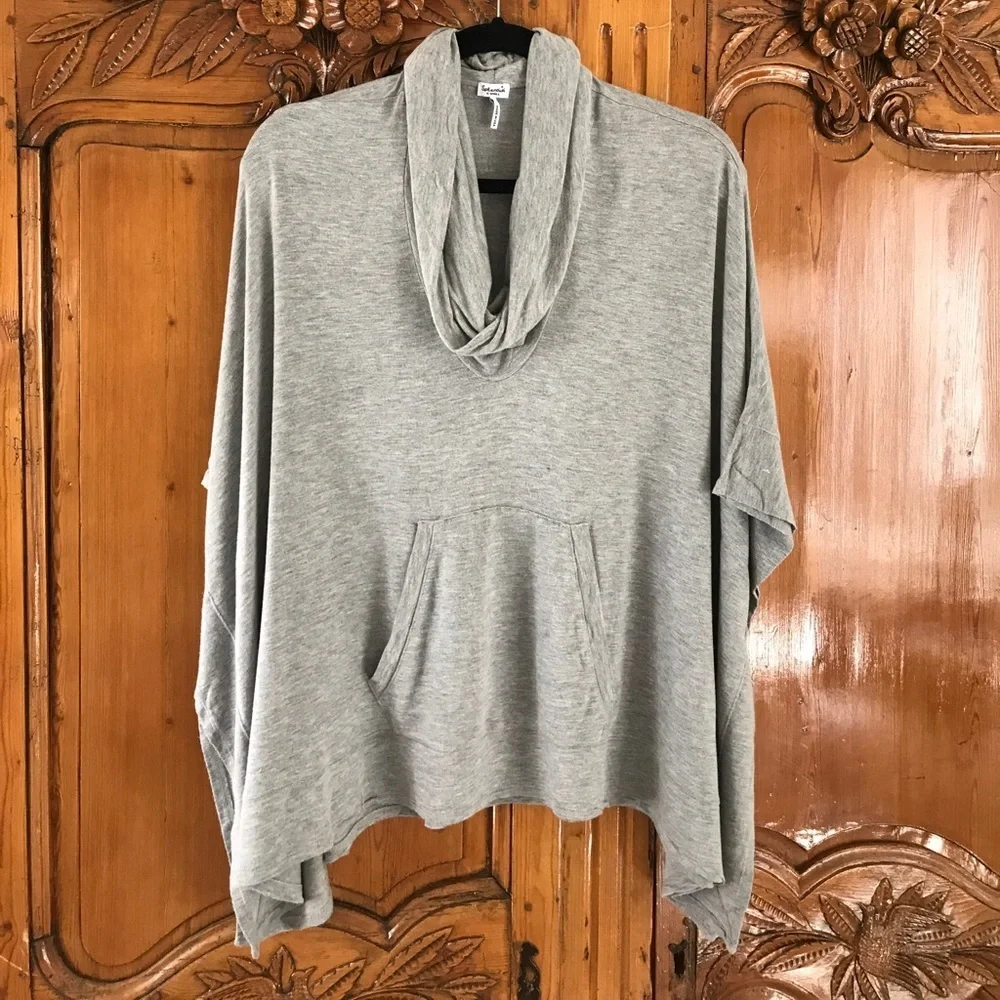 Splendid Cowl Neck Kangaroo Pocket Poncho